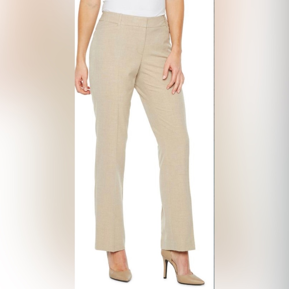 Worthington Size 10 Curvy Fit Brown Herringbone Trouser Dress Pants Career L NWT